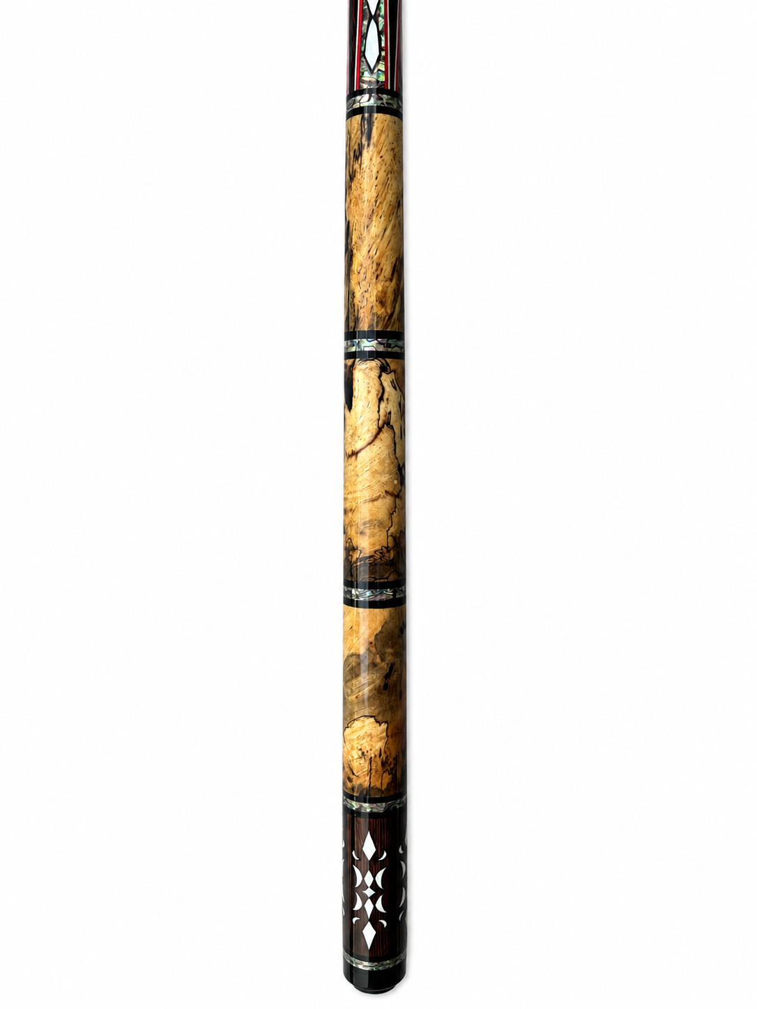 Tri-Cut Spalted Tamarind Custom Cue with Torrefied Maple Shaft