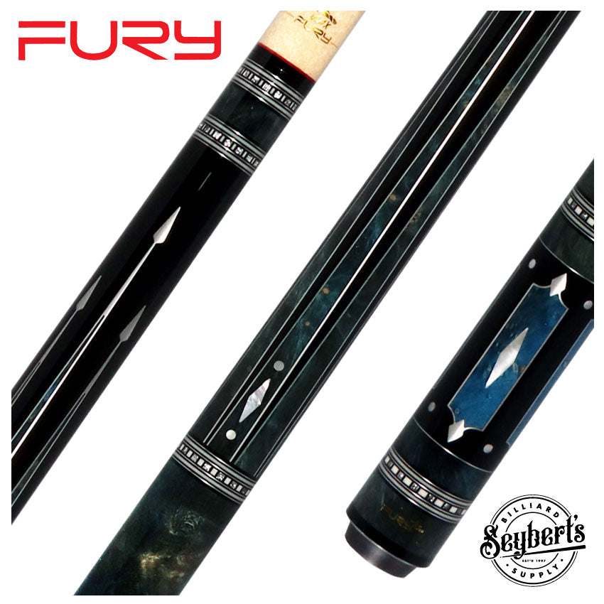 Fury Ebony with Burl Points and Wrap Pool Cue with AMFCHT2 Wood Shaft - FUAM18