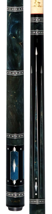 Fury Ebony with Burl Points and Wrap Pool Cue with AMFCHT2 Wood Shaft - FUAM18