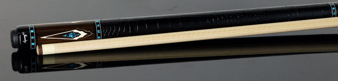 Jacoby HBV2 Series Ziricote with Turquoise and White Juma Points Pool Cue