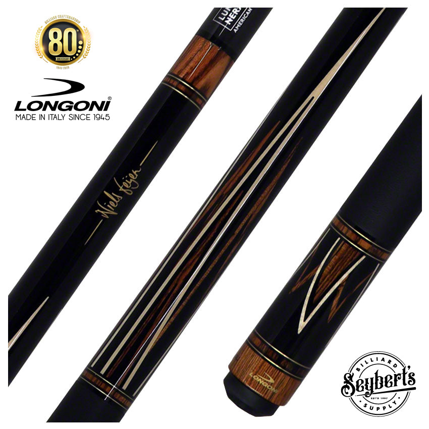 Longoni Niels Fijen Flame Pool Cue with Luna Nera American Pure Graphite Shaft - LG24743