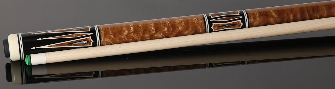 Pechauer Limited Edition PL39 Ebony with Quilted Sapele Points and Abalone Inlays Pool Cue