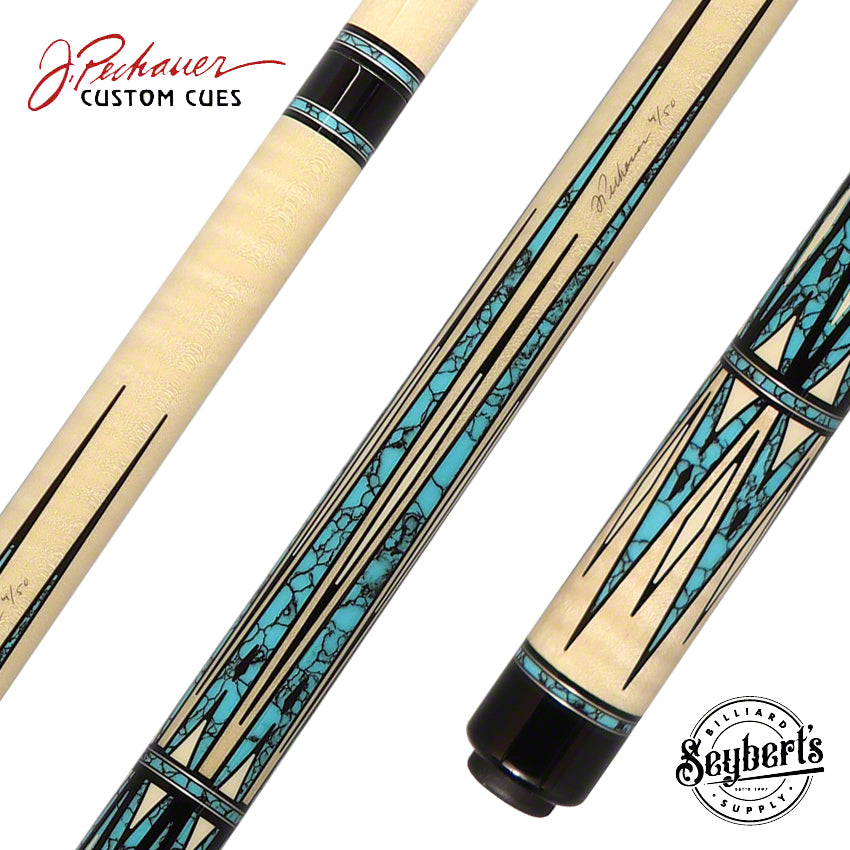 Pechauer Limited Edition PL32 Natural Stained Maple with Turquoise Points Pool Cue
