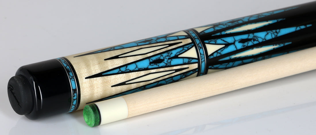 Pechauer Limited Edition PL32 Natural Stained Maple with Turquoise Points Pool Cue