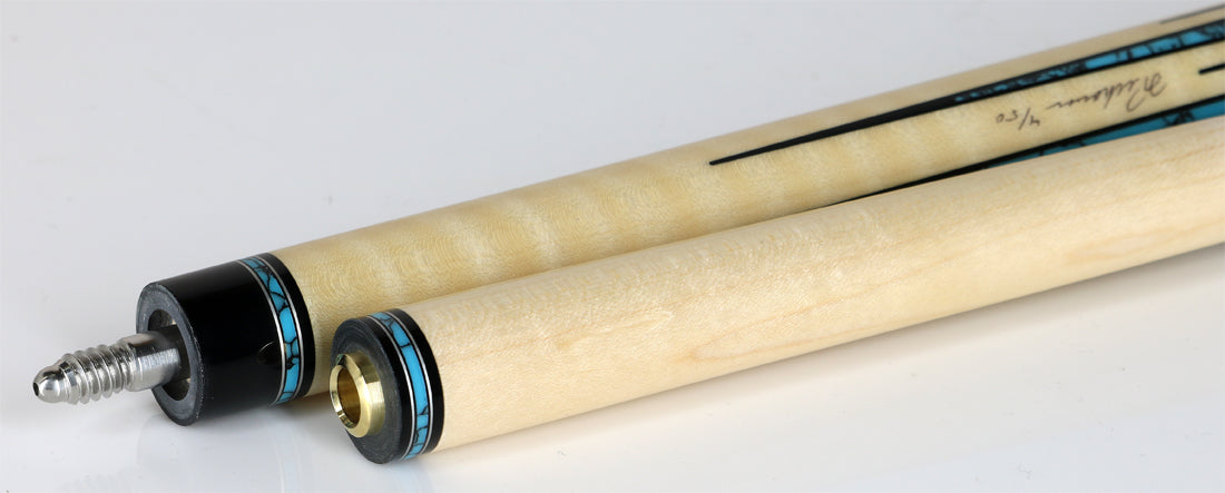 Pechauer Limited Edition PL32 Natural Stained Maple with Turquoise Points Pool Cue