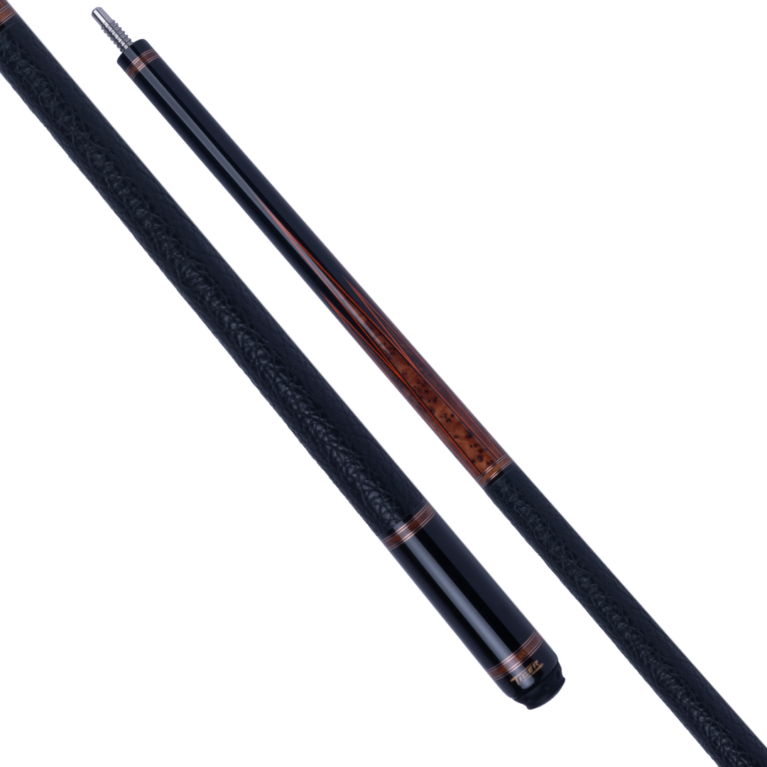 Tiger LX7 Ebony and Amboyna Burl Pool Cue with Buffalo Leather Wrap