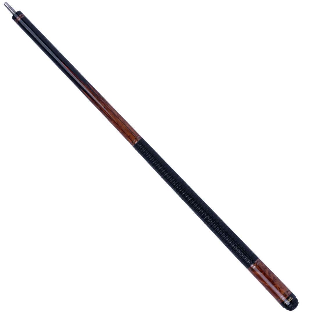 Tiger LX8 Ebony and Amboyna Burl Pool Cue with Leather Weave Wrap